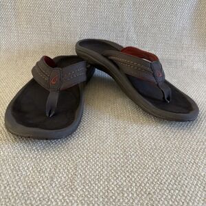Olukai Hokua Men's Flip Flop Beach Sandals Size 13 US/ 46 EUR Brown Synthetic
